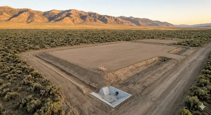 Completed build-ready house pad with drainage and finished grading in Elko County