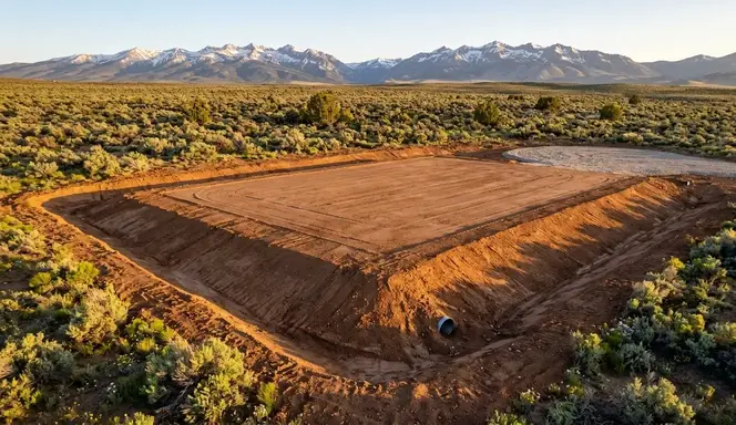 Properly graded land with level house pad and drainage in Elko County Nevada
