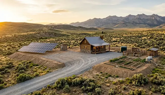 Off-grid property with graded land and solar setup