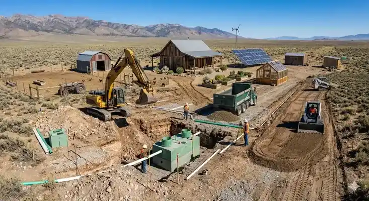 Off-grid land preparation with excavation, grading, and site development in Elko County Nevada
