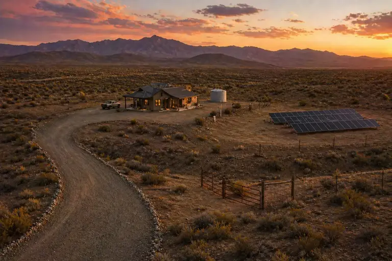 Completed remote off-grid homestead developed from raw land in Elko County Nevada