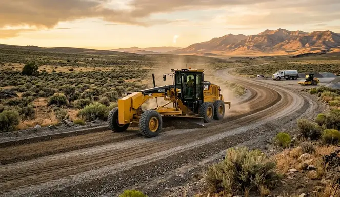 Road grading in progress in Elko County Nevada
