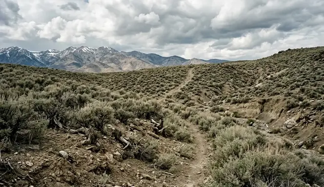 Rocky uneven rural terrain showing difficult field conditions before land clearing