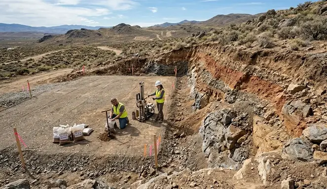 Rocky Nevada soil conditions analyzed for excavation and house pad preparation